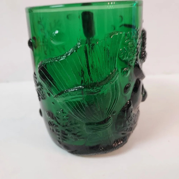 Vintage Arcoroc Emerald Green Glass Christmas Snowman Mug - France - Picture 2 of 6